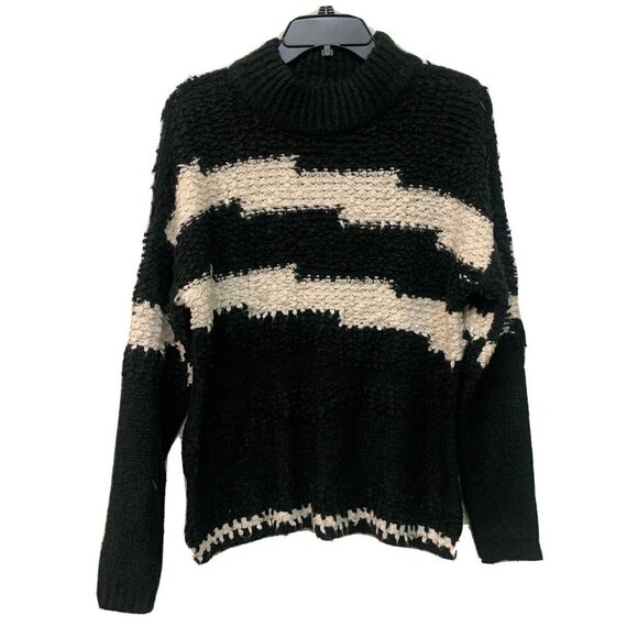 1 State Women Multicolor Stripe Multi Texture Pullover Sweater Size Medium - Picture 2 of 5